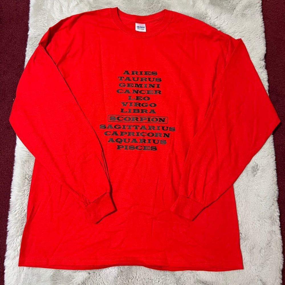 Drake Scorpion Tour Merch Zodiac Sign Red Longsleeve